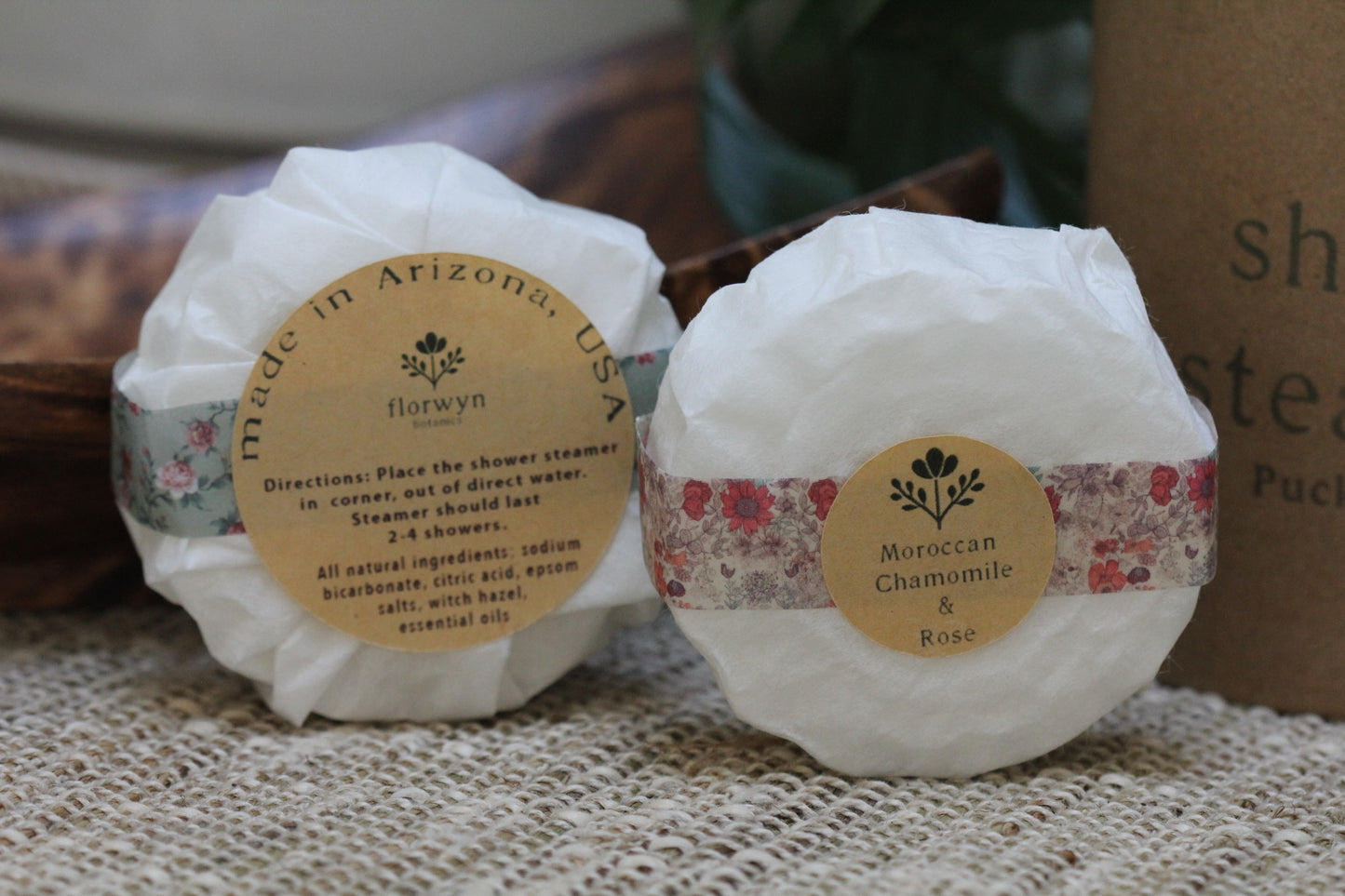 florwyn aromatherapy shower steamers (4 or 8 pucks)