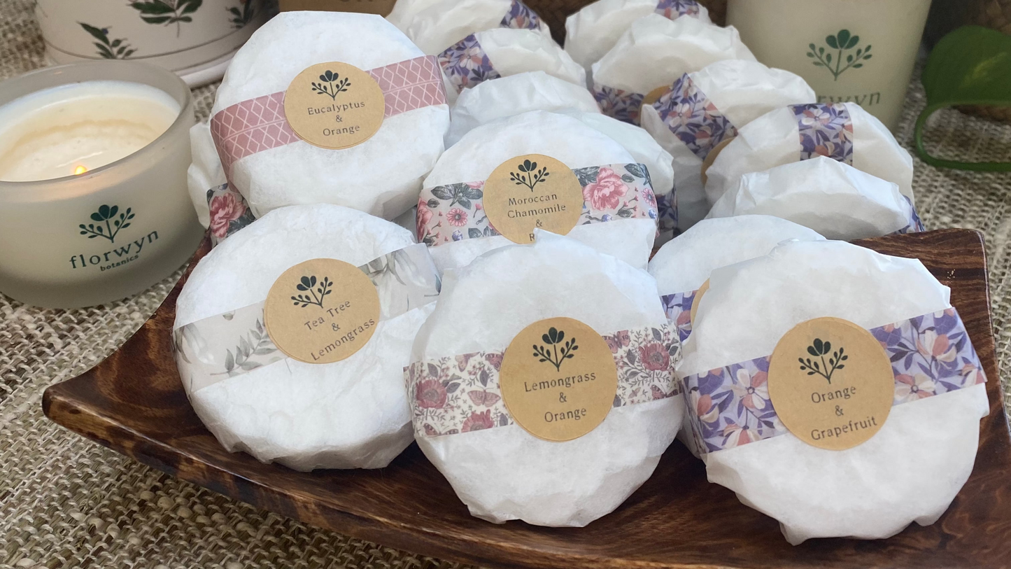florwyn aromatherapy shower steamers (4 or 8 pucks)