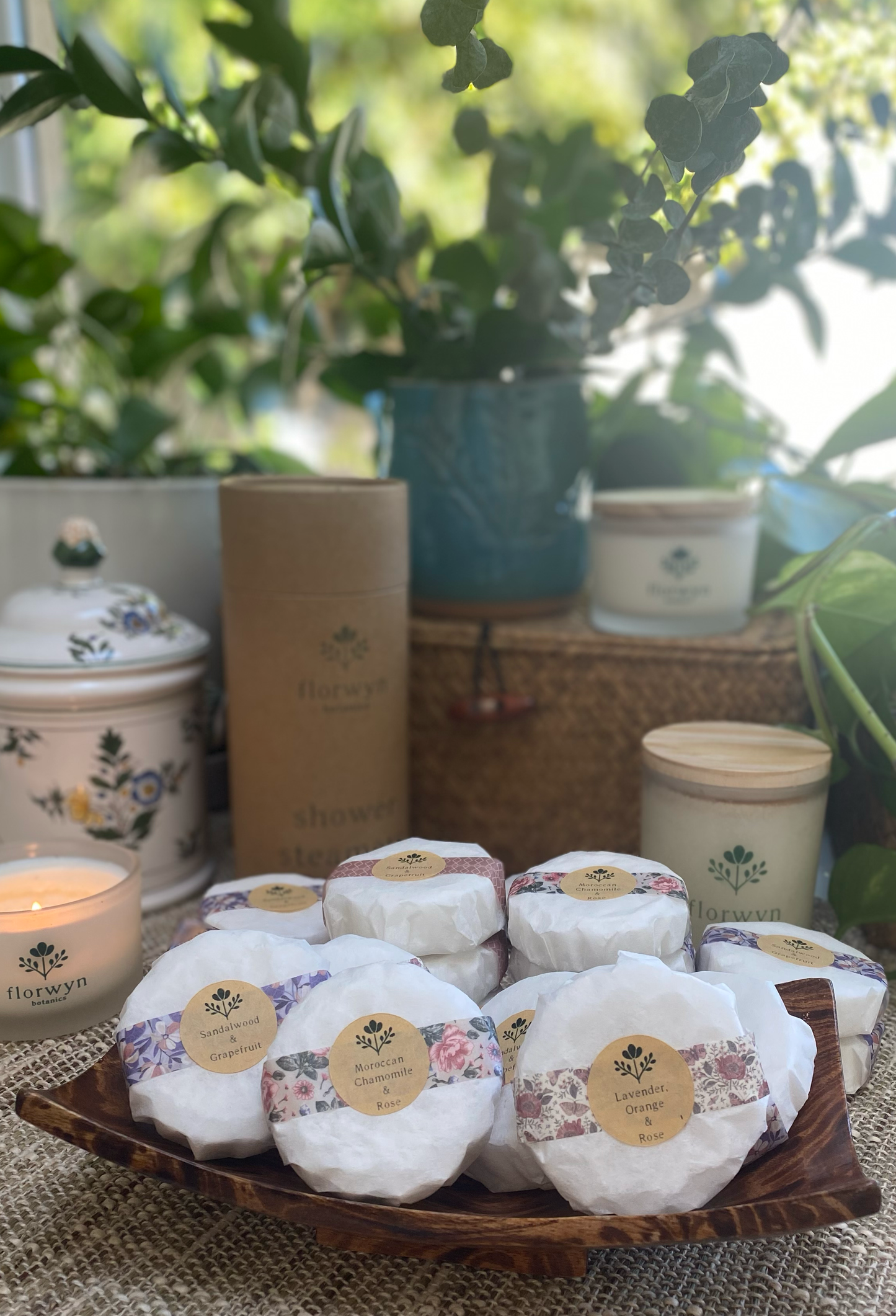 florwyn aromatherapy shower steamers (4 or 8 pucks)
